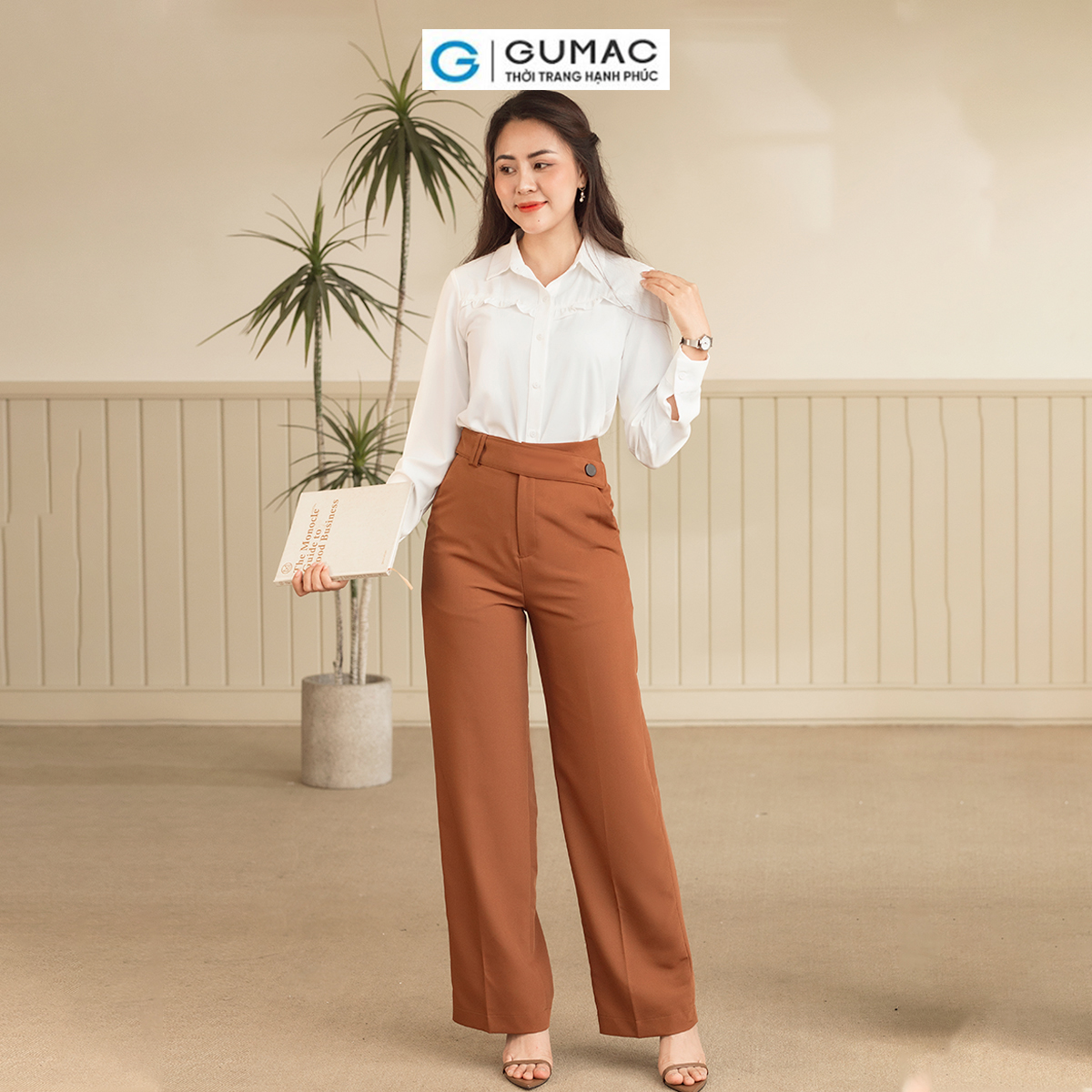 Quần tây nữ cài dây lưng thanh lịch tôn dáng sang trọng thời trang GUMAC QD06021 - QC10046