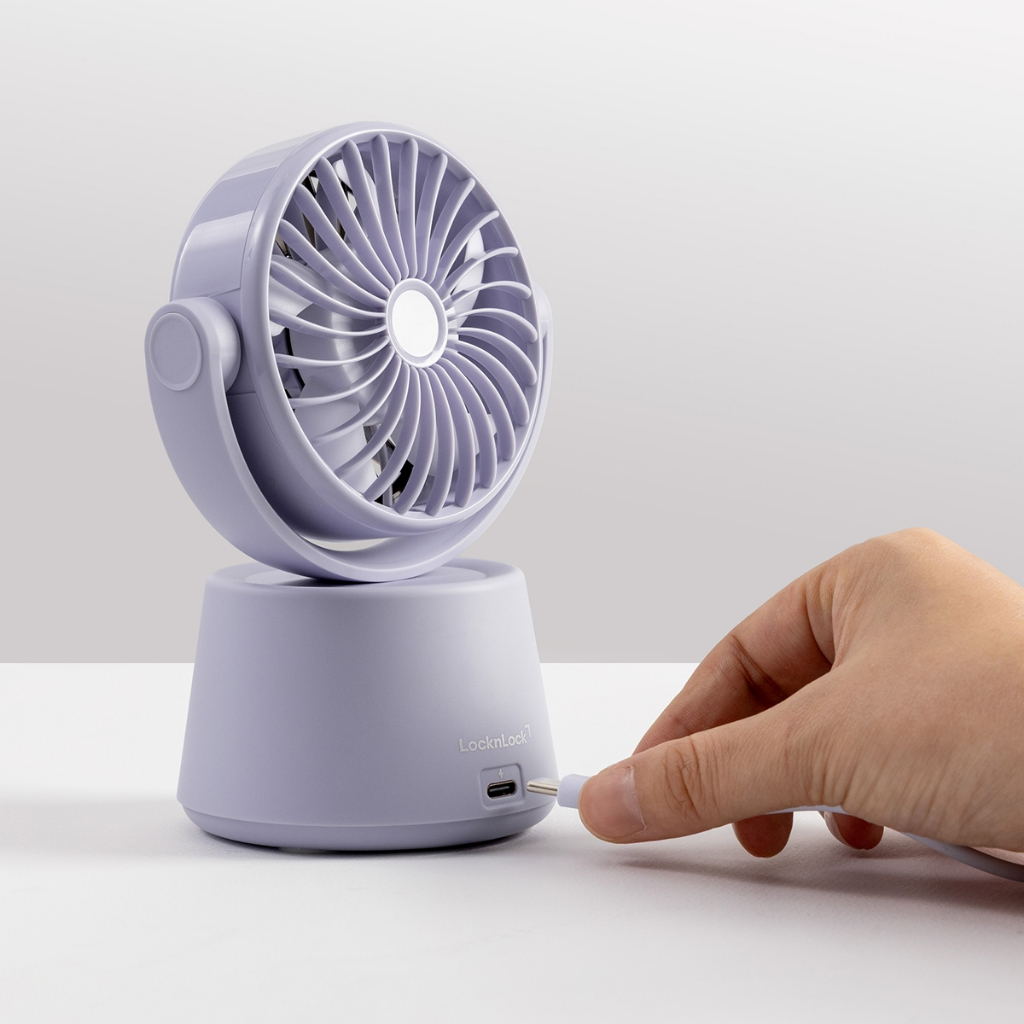Quạt Để Bàn Mini 5 Mức Độ Gió Xoay Tròn Tự Động LocknLock Mini Desktop ENF336 2 Màu - Hàng Chính Hãng - JoyMall