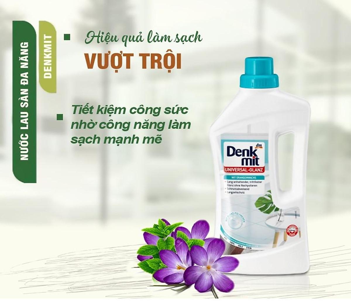 Nước Lau Sàn Gỗ Denkmit Parkettpflege, Dung Dịch Lau Nhà, Diệt 99% Vi Khuẩn, Dung Tích 1L, Nhập Đức