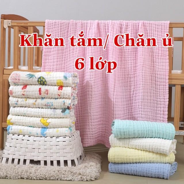 Chăn đắp mùa hè thu 6 lớp mẫu chăn nhăn trơn mềm như bông, an toàn cho da bé