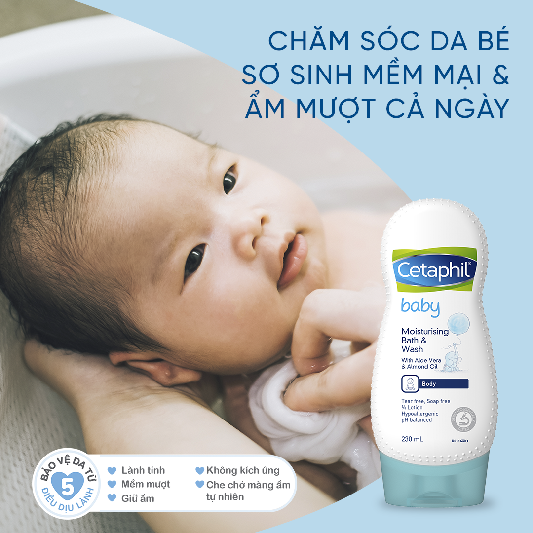 Sữa tắm dưỡng ẩm dịu lành cho bé Cetaphil Baby Moisturizing Bath & Wash 230ml