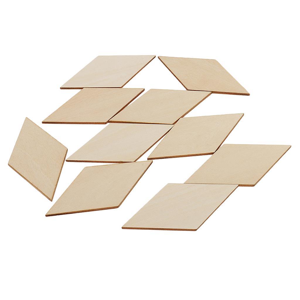 3-20pack Unfinished Natural Rhombus Shapes Wood Sign Plaque Craft 10pcs