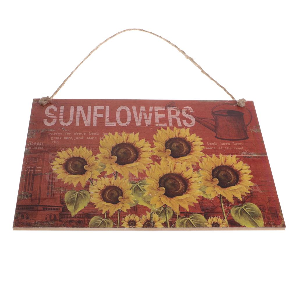 Vintage Sunflower Wooden Plaque Board with Jute Twine Home Wall Hanging Sign
