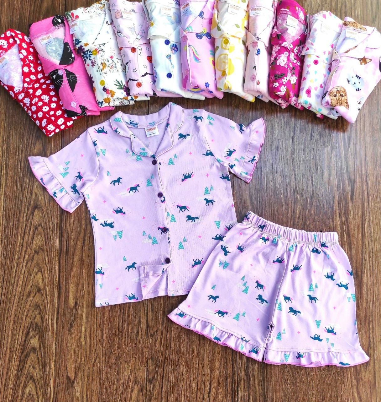 Đồ bộ bé gái, bộ pijama ngắn tay cho bé gái size 18-35kg chất cotton mềm mát