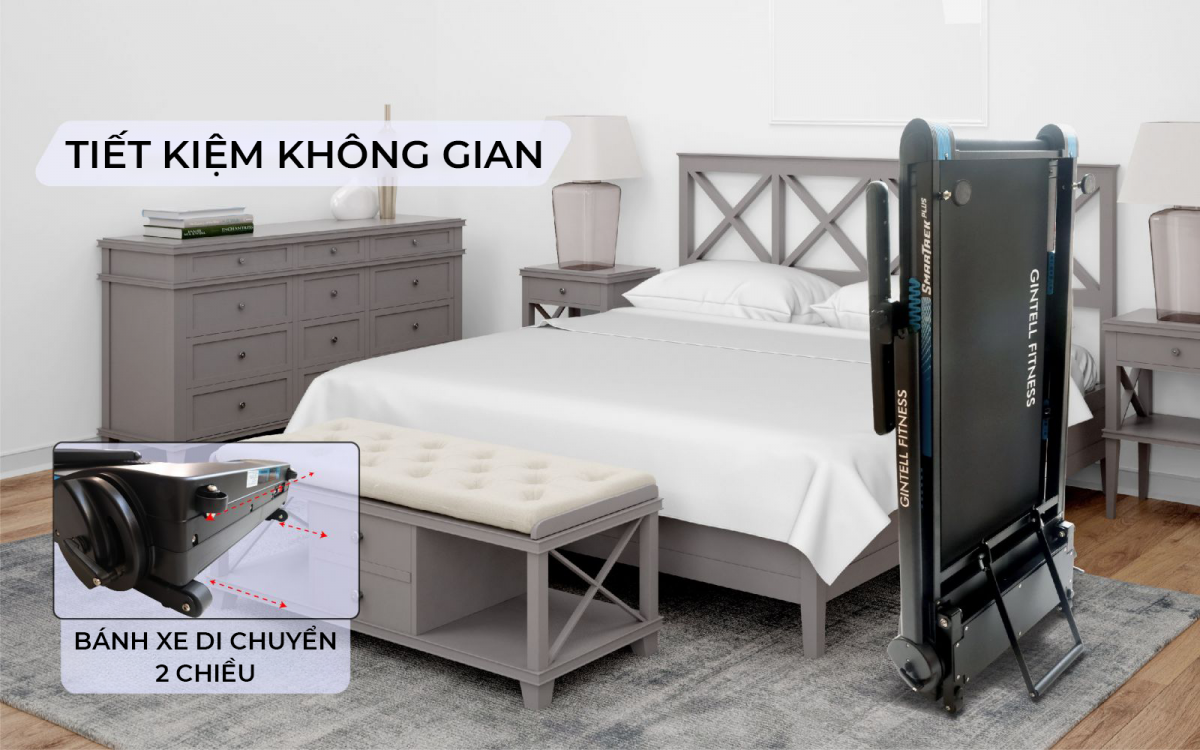 Máy chạy bộ GINTELL SmarTrek Plus | Nâng dốc | Gấp gọn