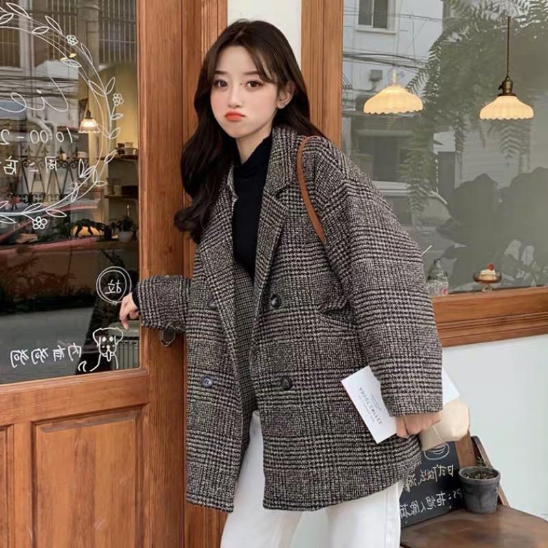 Áo Khoác Blazer Dạ Kẻ 2 Lớp Loại 1 Form Rộng Ullzzang