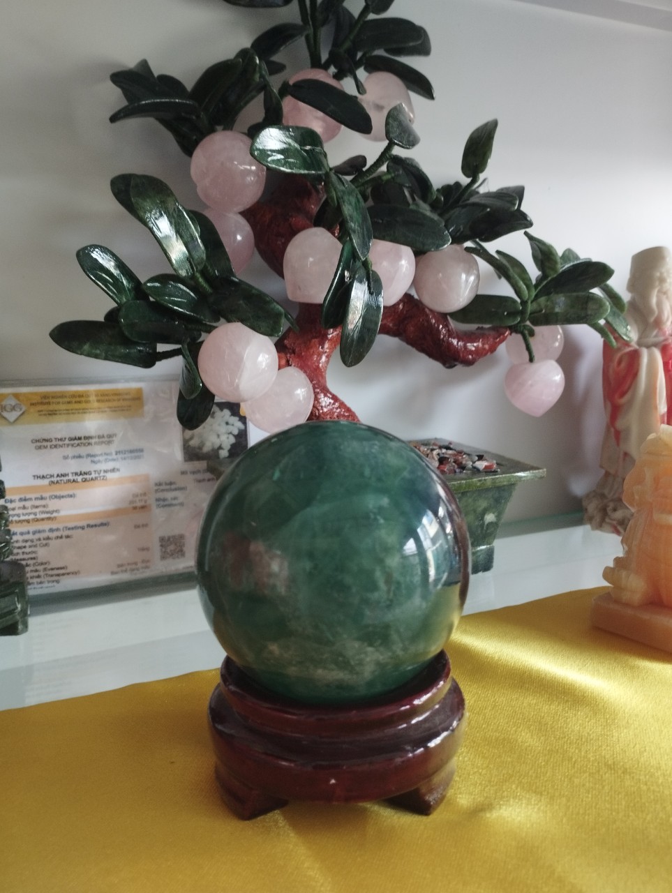 Quả cầu phong thủy đá thạch anh xanh tự nhiên