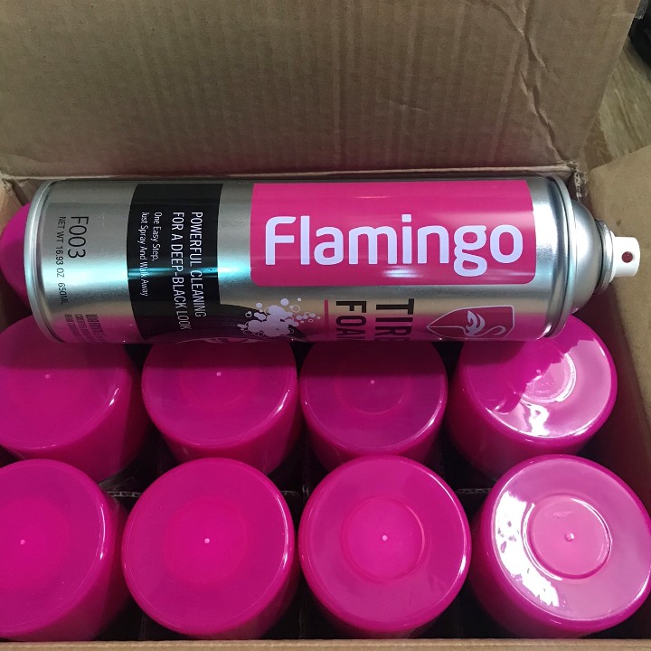 Dung dịch dưỡng bóng lốp Flamingo 650 ml dạng bọt