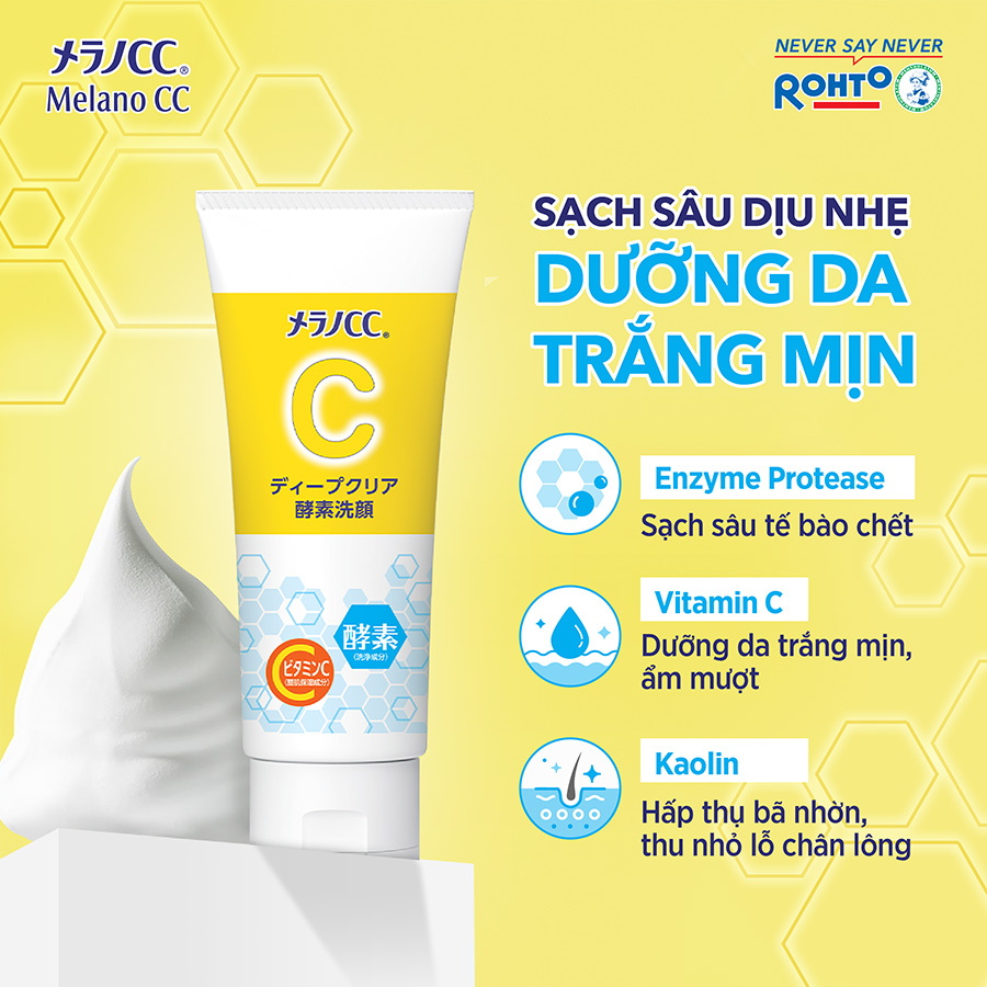 Sữa rửa mặt dưỡng trắng Melano CC Deep Clear Enzyme Face Wash 130g