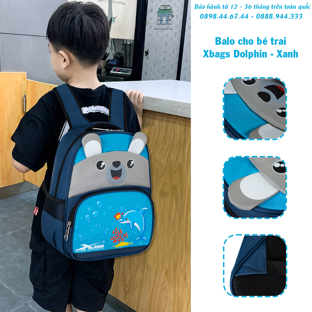 Balo học sinh in hình dễ thương Xbags Dolphin