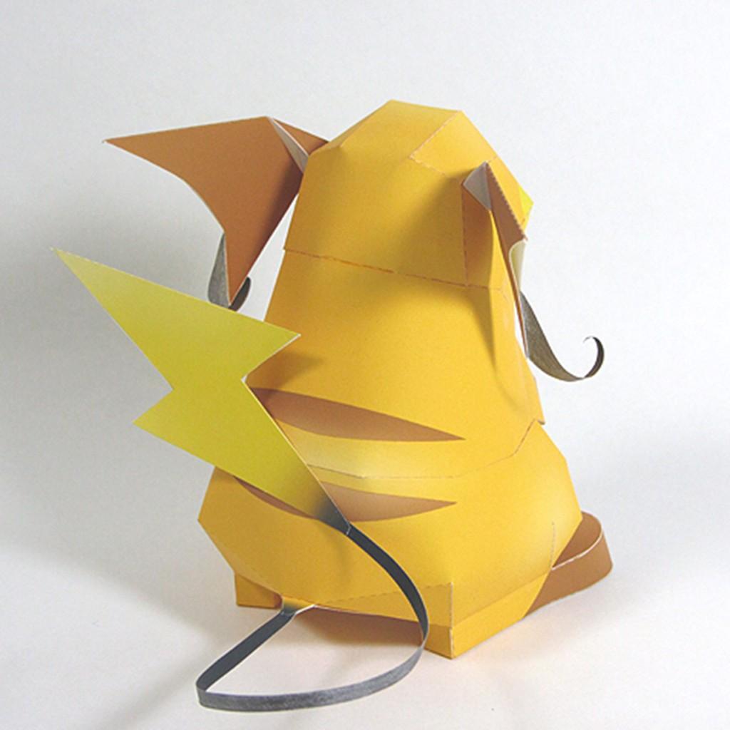 Mô hình giấy Pokemon Raichu - In mực thường - Giấy ảnh A4 135gsm