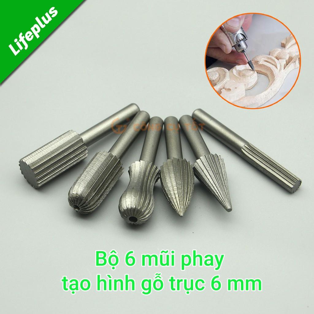 Bộ 6 mũi phay tạo hình gỗ trục 6mm