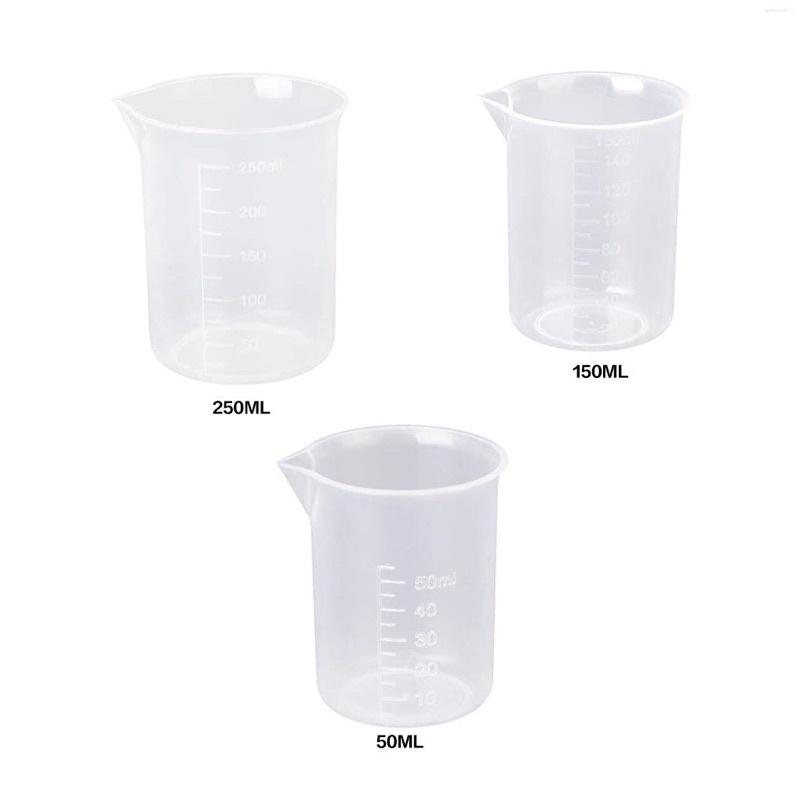 Bộ 3 cốc đo lường có vạch đo bằng nhựa 50ml 150ml 250ml