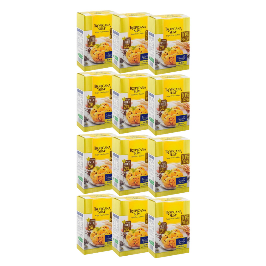 Combo 12 Hộp Bánh Quy Ăn Kiêng Tropicana Slim Sugar Free Cookies Vani (10 x 20g)