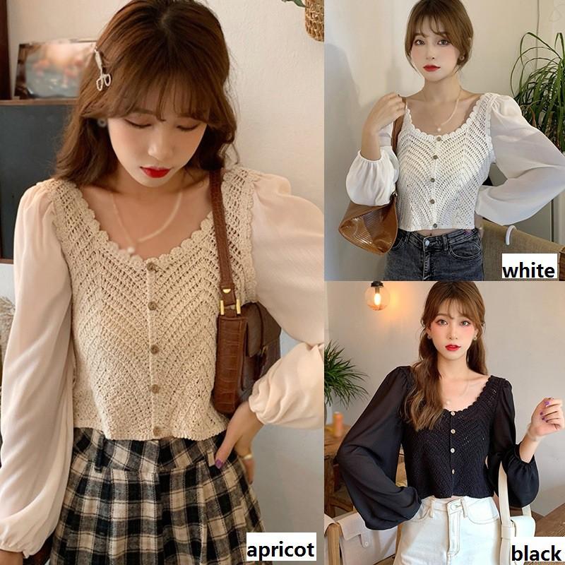 Áo kiểu dệt kim cổ chữ V thời trang cho nữ