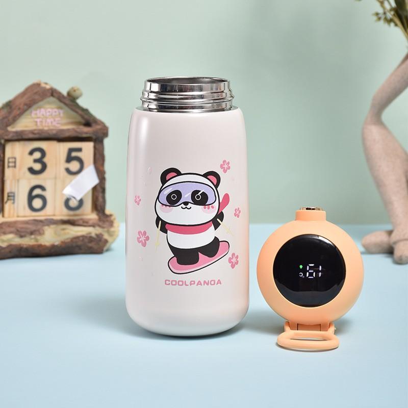 [GDSG235] Bình giữ nhiệt mini siêu cute COOL PANDA có ống hút silicon 420ml bình nước giữ nhiệt