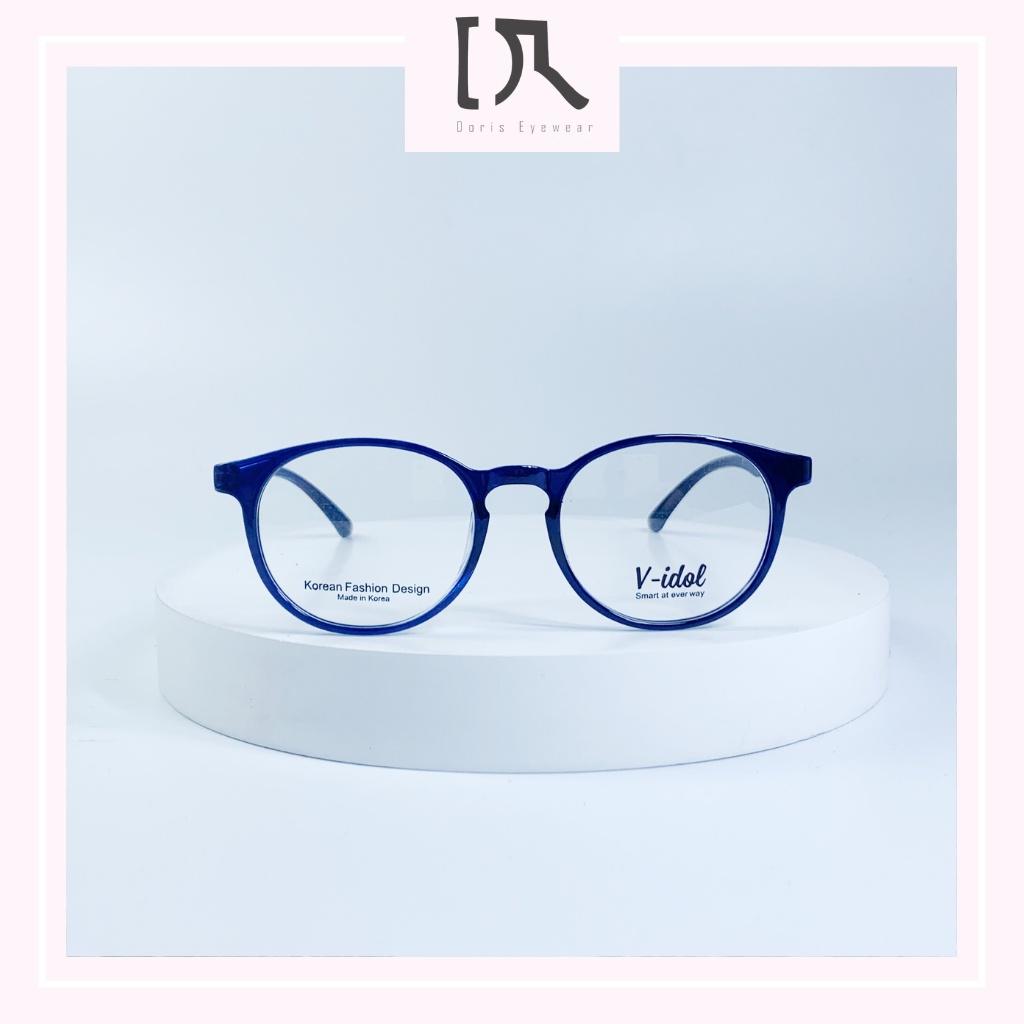 Gọng Kính Tròn Nam Nữ V-Idol V8223 Nhựa Dẻo Màu Xanh Dương Mỏng, Nhẹ, Thời Trang DORISEYEWEAR