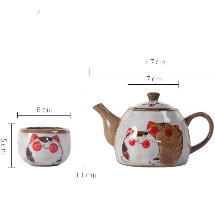 Bộ ấm chén trà họa tiết phong cách Nhật Bản làm thủ công và vẽ tay hợp làm quà Tân Gia sắm sửa về nhà mới Nhà của Nâu