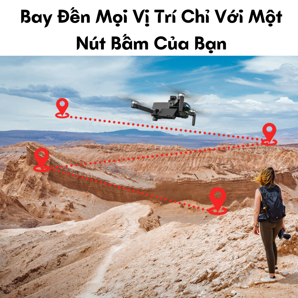 Flycam camera full HD siêu nét, Plycam M218 pro max tốt hơn Drone K998 Max có G.P.S pin trâu 3500 bay 30 phút - Hàng chính hãng