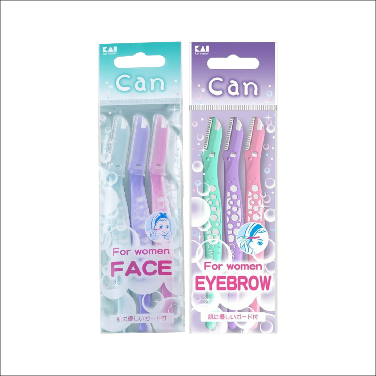 Dao Cạo Lông Mày Kai Eyebrow For Women Lưỡi Thép Không Gỉ (Combo Dao Cạo Và Set 24mL)