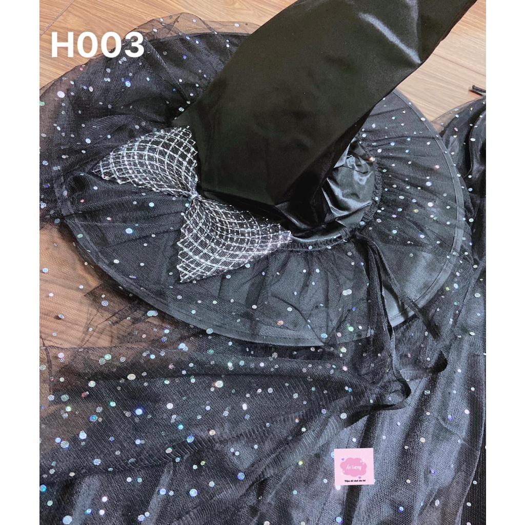 Set áo choàng phù thuỷ đính nhũ kim sa Halloween 2023