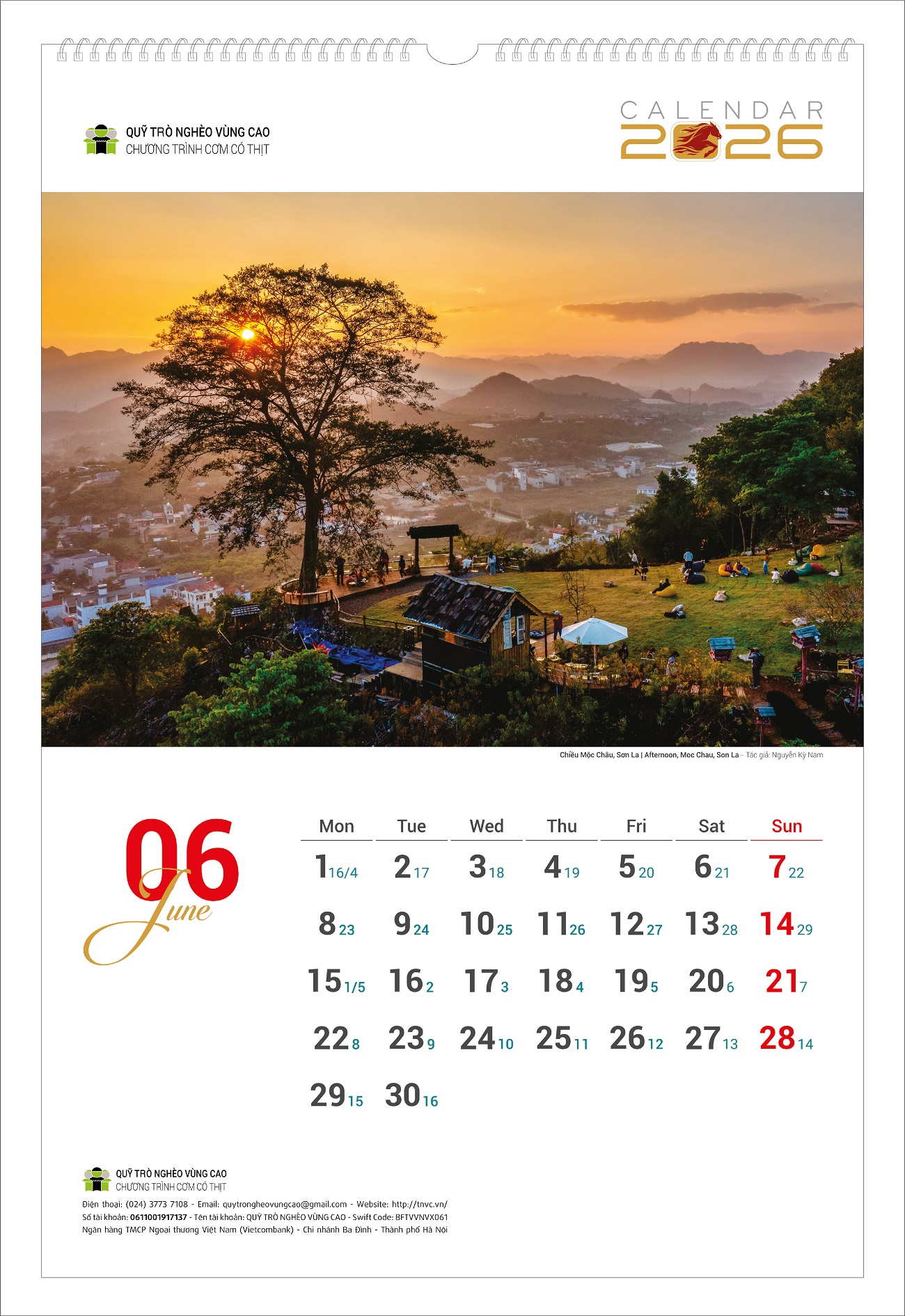 Lịch tường Phong cảnh vùng cao 2026 Cơm Có Thịt - Lịch treo tường Quỹ Trò Nghèo Vùng Cao