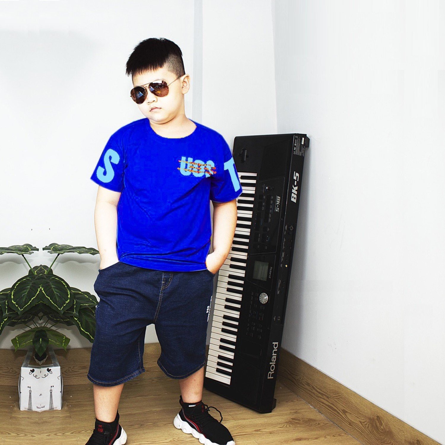 K81XL Bộ áo thun tay ngắn và quần jean co giãn cho bé trai từ 5-15 tuổi