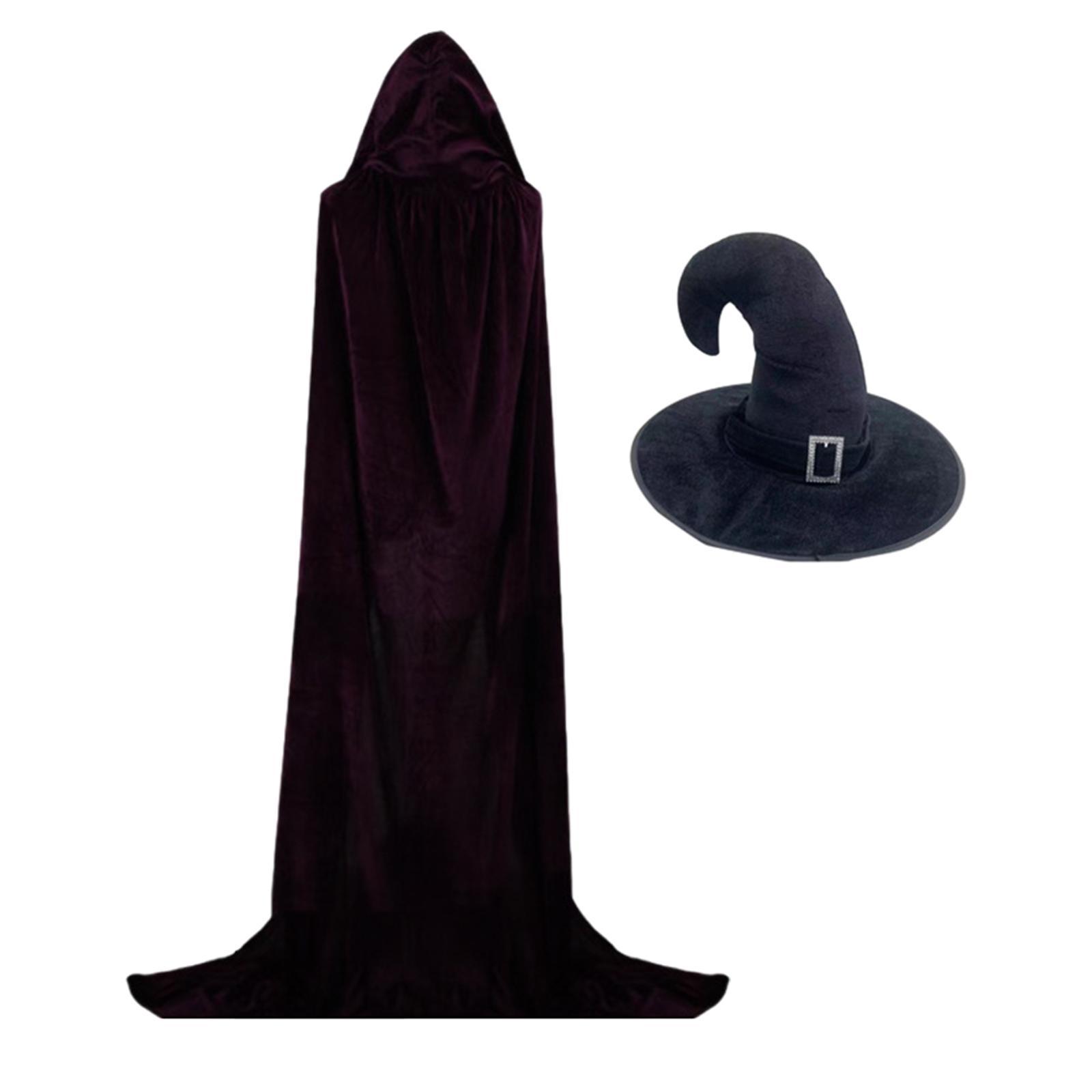 Halloween Witch Costume Set Apparel for Adults, Hooded Cape Photography Prop Outfits Cosplay Costume for Festivals, Carnival