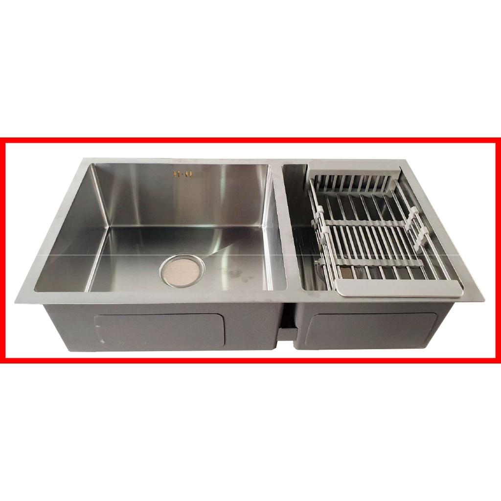 {CHÍNH HÃNG} Chậu rửa 2 hố cân phụ kiện đi kèm chât liệu Inox 304 cao cấp mã GC.AD8245 thương hiệu GERARI