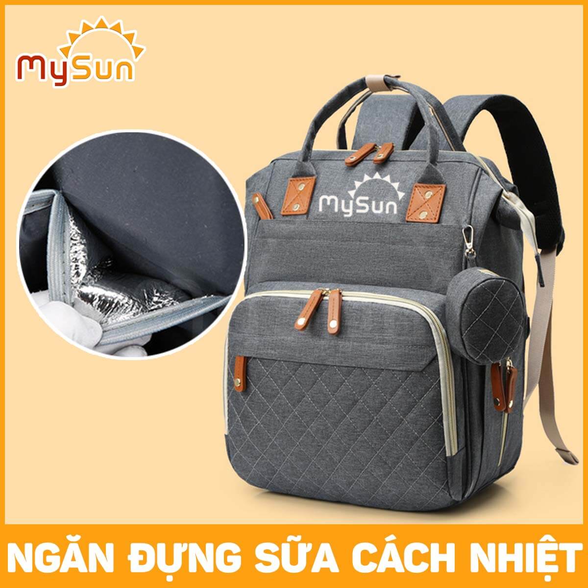 Balo bỉm sữa cho mẹ và bé đa năng giữ nhiệt cao cấp chính hãng MySun Prime