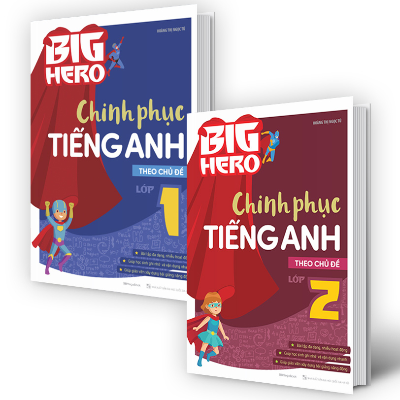 Combo 2 cuốn Big Hero Chinh phục tiếng Anh theo chủ đề lớp 1,2