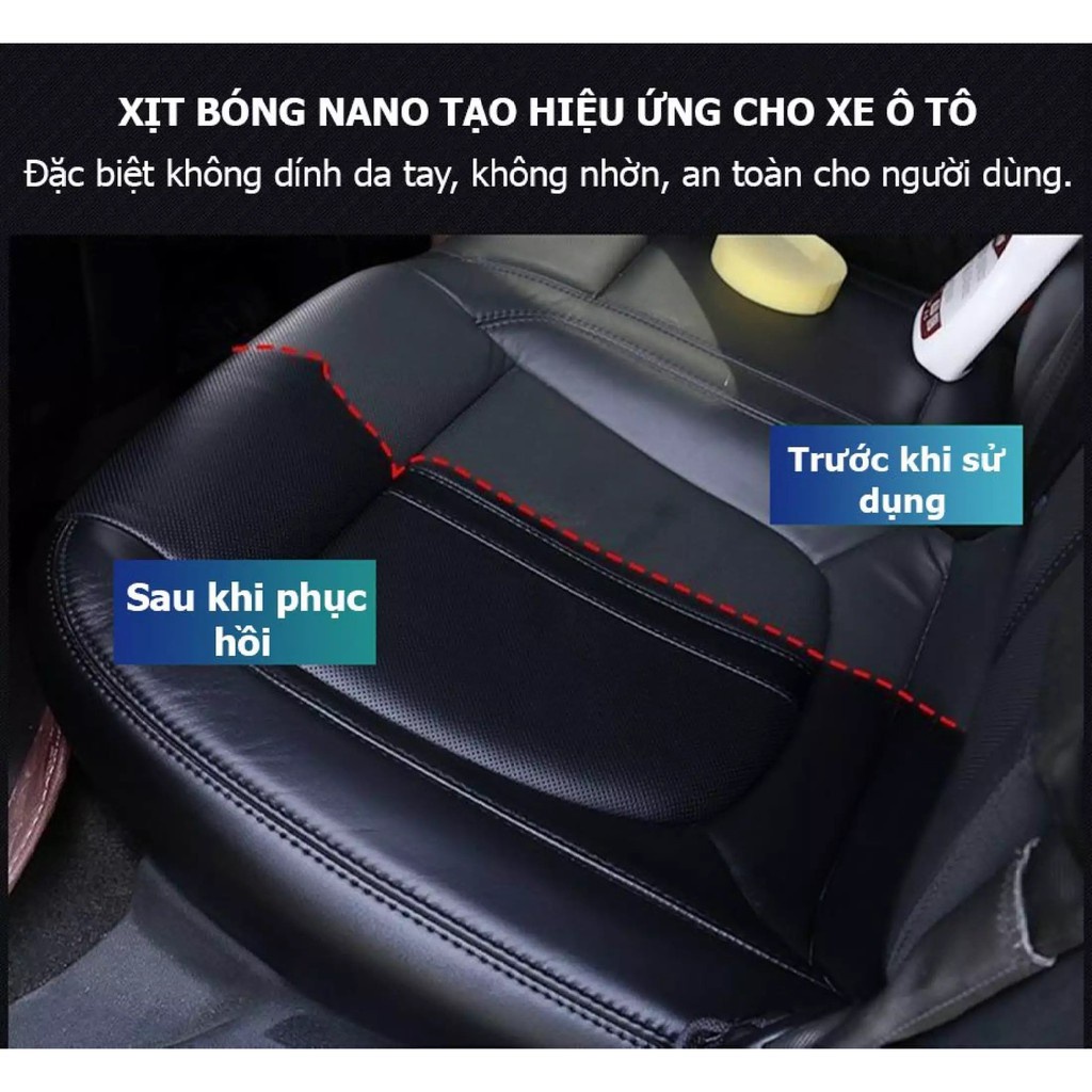 Chai xịt Blues Nano Polish Cream Korea, chuyên phục hồi làm bóng nhựa xe - Nhựa nhám, ghế da, balo da,...