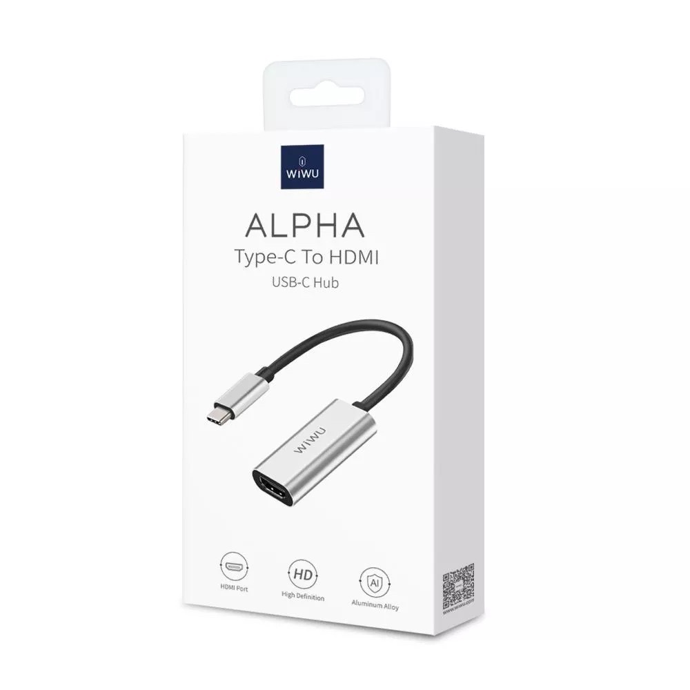 Bộ Chuyển Đổi Hub WIWU Alpha Từ TypeC Sang HDMI Dành Cho Các Thiết Bị Hỗ Trợ Type C Chất Liệu Hợp Kim Nhôm Cao Cấp - Hàng Chính Hãng