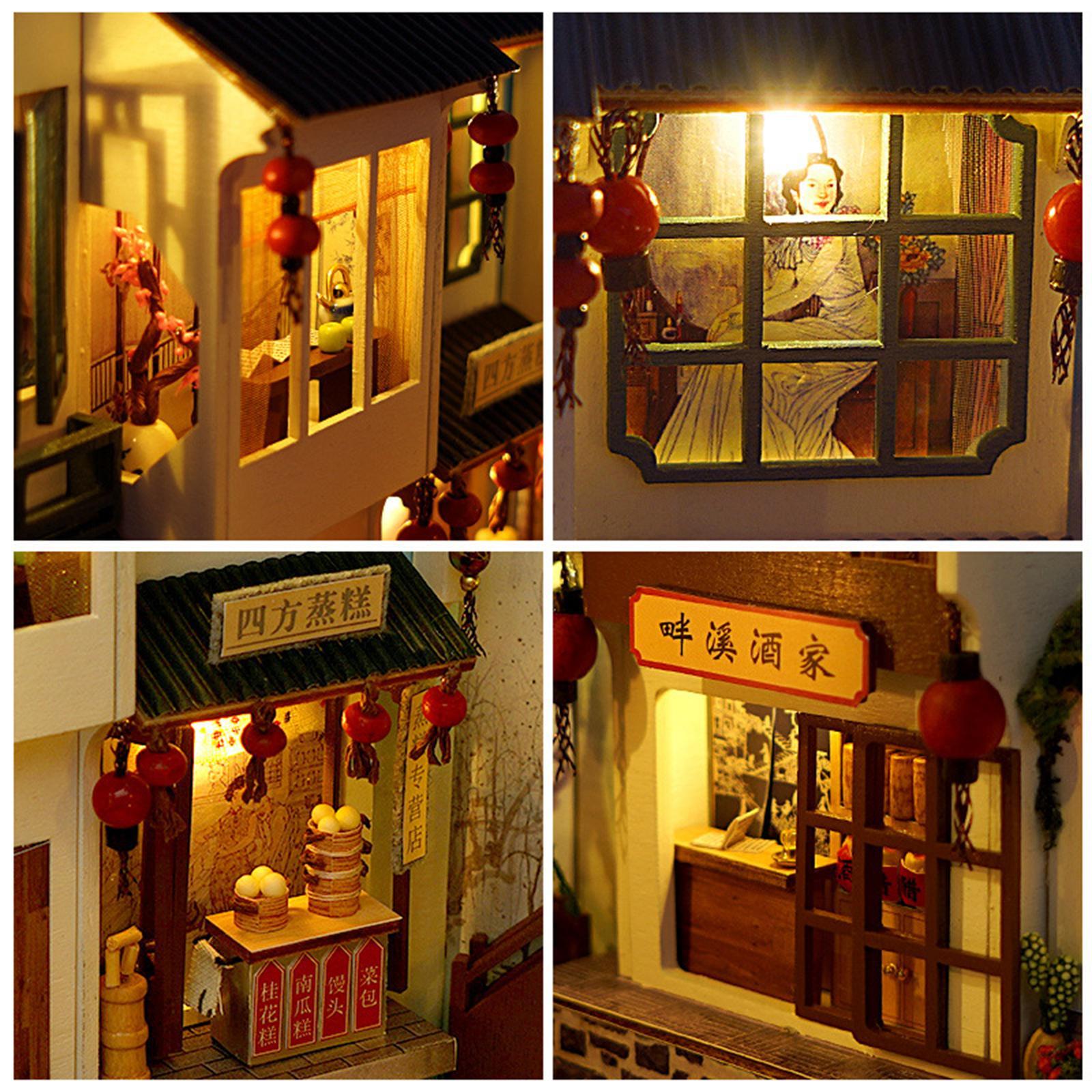 DIY Miniature Dollhouse Kit Book  Shelf Jiangnan Water Village for Kids Adults