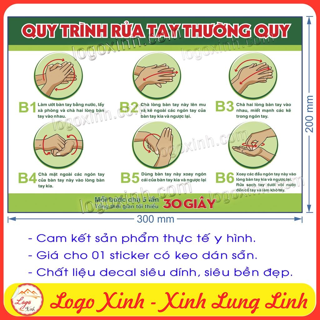 Logo Tem Sticker Quy Trình Rửa Tay Thường Quy, Các Bước Rửa Tay Đúng Cách Để Phòng Dịch Bệnh - Wash Hand Instruction