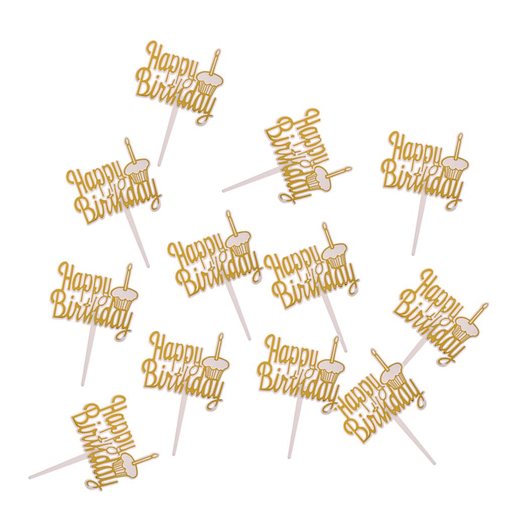 Gói 12 Happy Bánh Sinh Nhật Topper Cupcake Phím Nhà Đảng Bánh Centerpieces