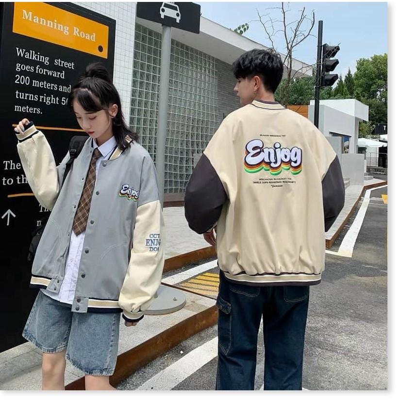Áo khoác dù bomber nam nữ 2 lớp in hoạ tiết ENJOB siêu đẹp thoáng mát hiện đại