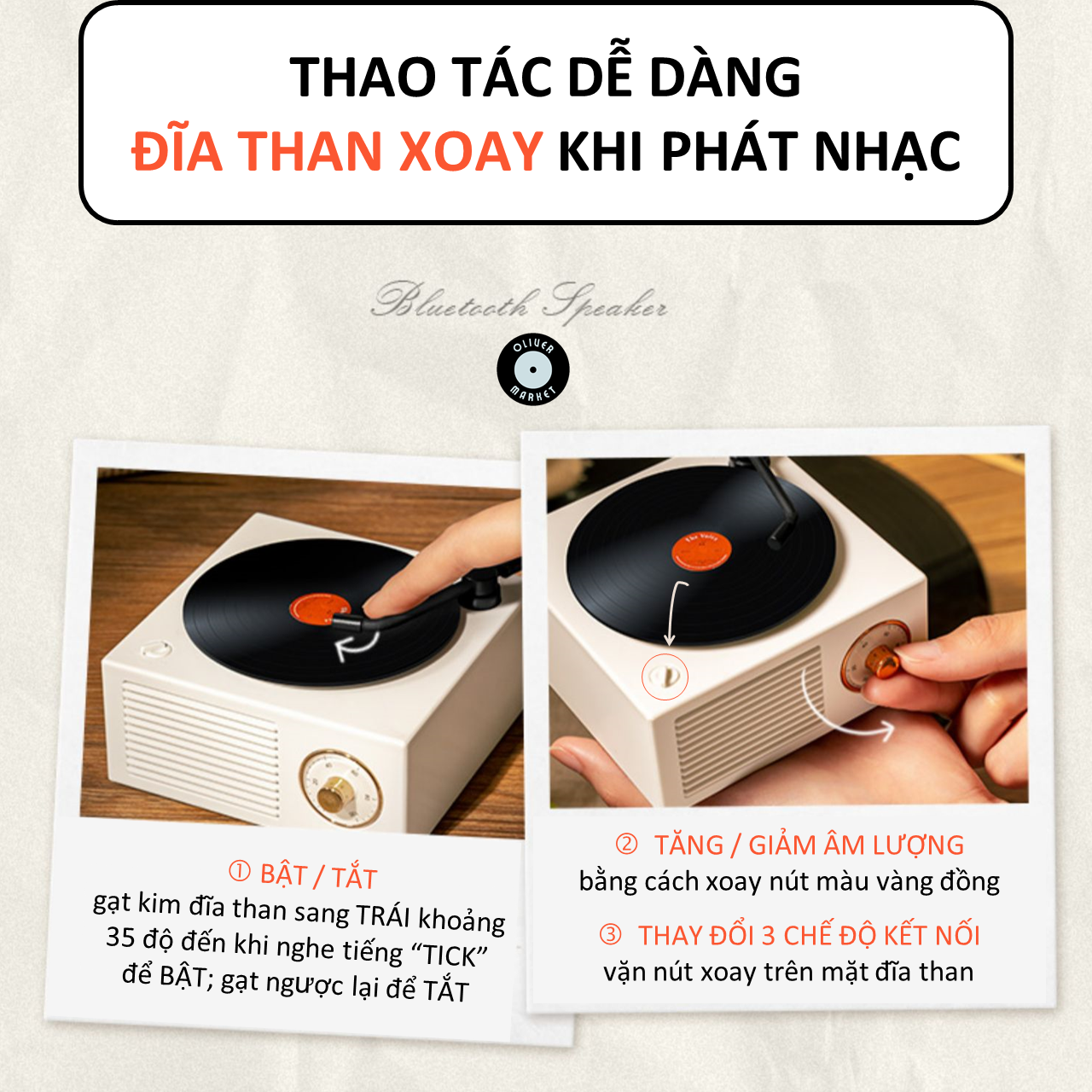 Loa Bluetooth Mini OLIVER X10 Loa Bluetooth Đĩa Than Xoay Vintage Cổ Điển Đồ Decor Phòng Khách Trang Trí Bàn Làm Việc Loa Kèn Bluetooth Độc Đáo