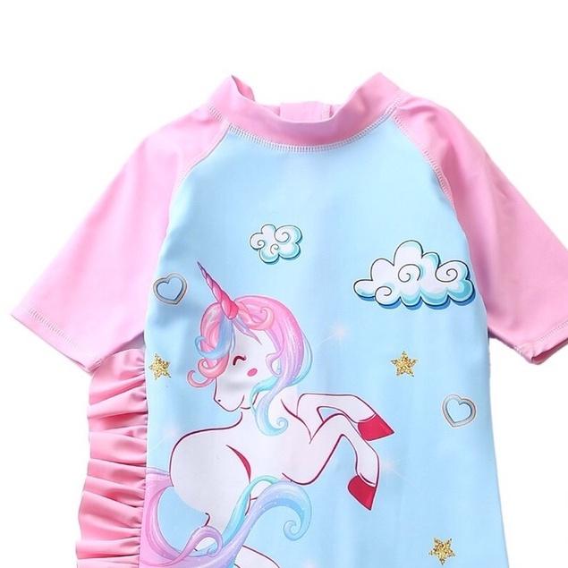 Đồ bơi bé gái liền thân ngựa pony xanh MS100151