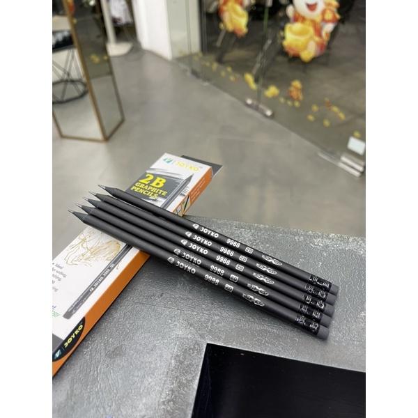 Bút Chì Gỗ 2B Graphite Pencils 9988 (Hộp 12 chiếc bút chì gỗ đen + gôm)