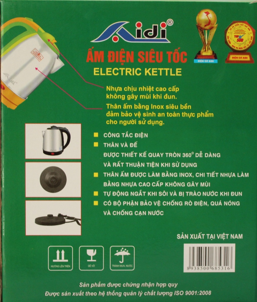 Bình Ấm Điện Siêu Tốc Aidi ST-09  - Màu Ngẫu Nhiên - Hàng Chính Hãng