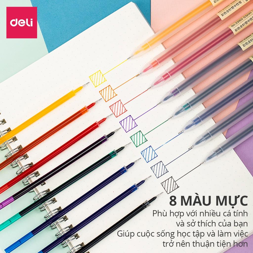 Hình ảnh Bút gel 0.5mm nhiều màu Deli - có nắp gài - 1 chiếc - Đỏ/ Xanh Dương/ Xanh Lá/ Tím/ Cam - A119 .