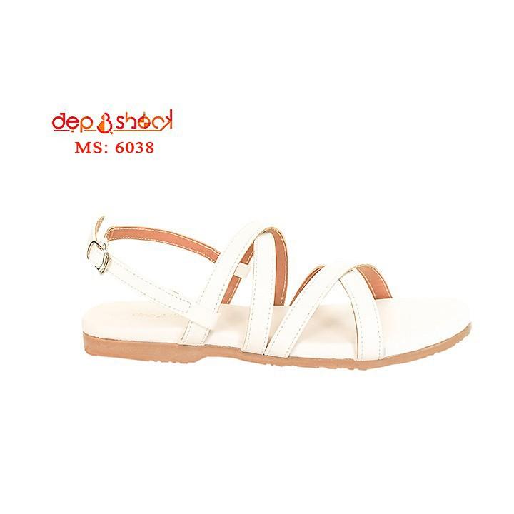 Sandal học sinh quai chéo đế bằng big size 42 43  chĩnh hangx cao cấp Đẹp &amp; shockt MS 6038