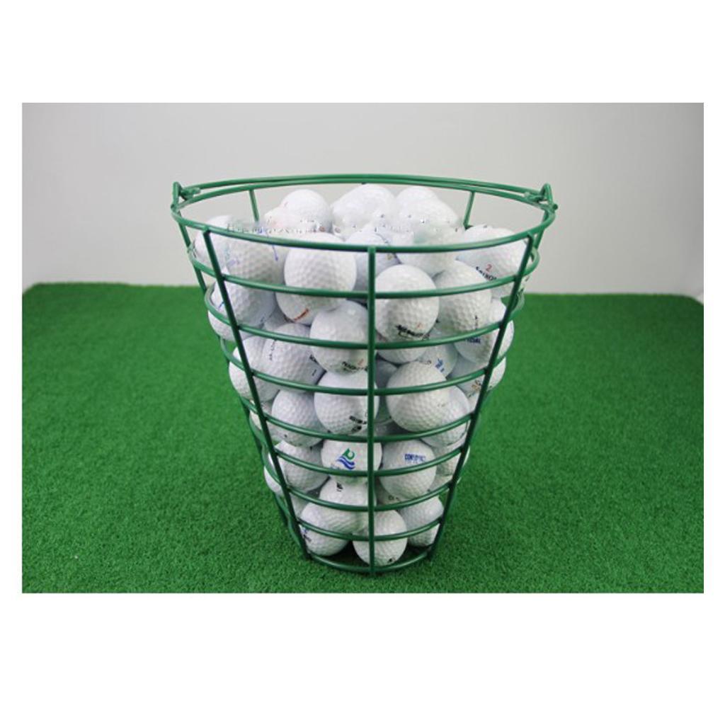 Metal Golf Ball Range Basket Bucket Golfball Container with Handle Green