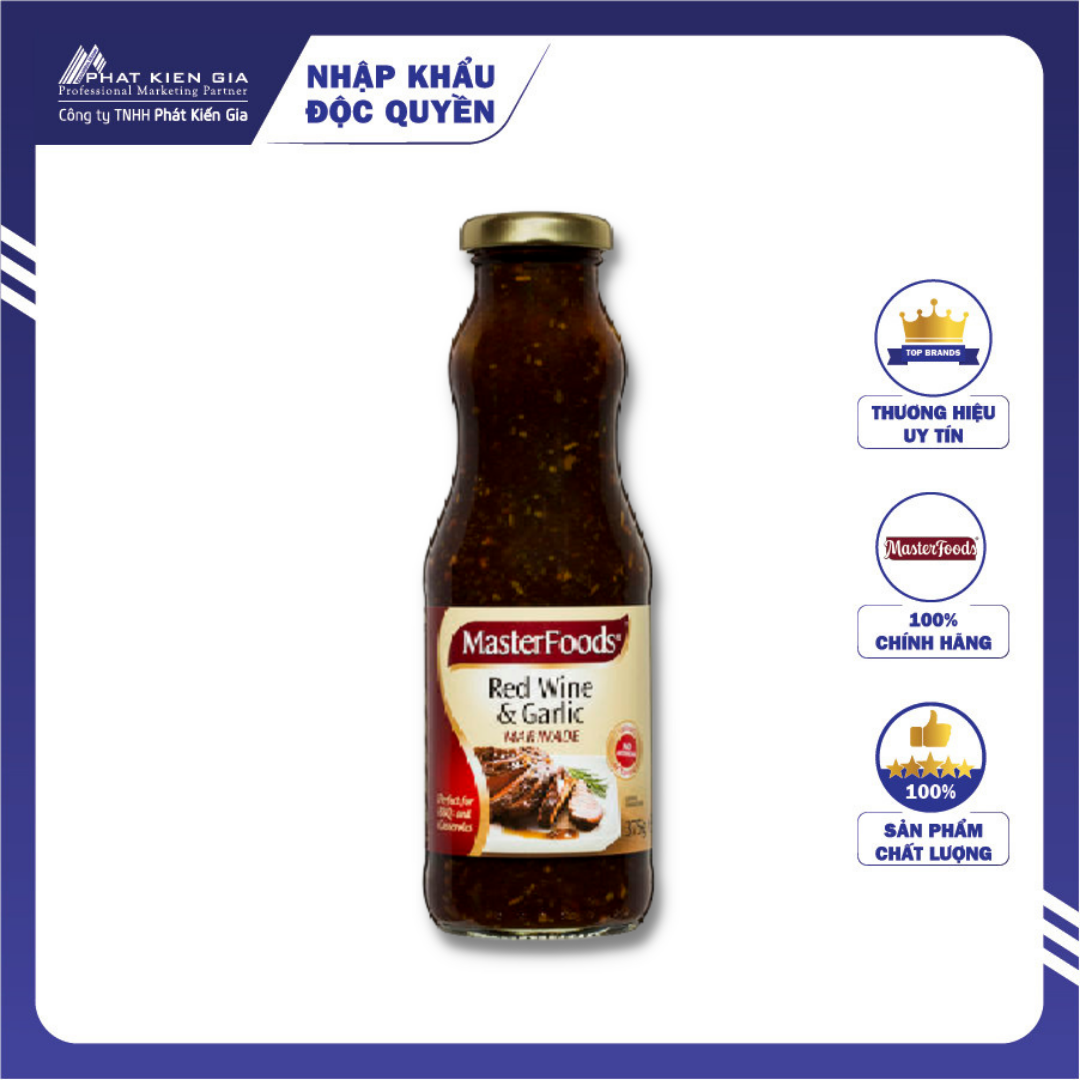 Nước Xốt Ướp Rượu Vang Đỏ &amp; Tỏi MasterFoods 375g (Úc) - Date: 30/04/2023