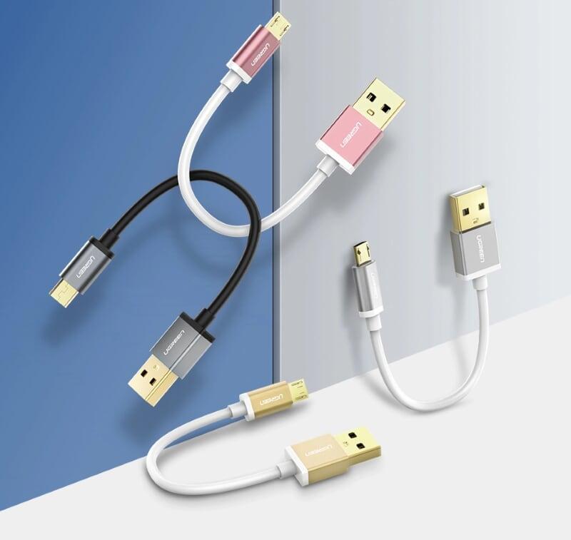 Ugreen UG30659US134TK 0.5M màu Vàng Cáp sạc truyền dữ liệu USB 2.0 sang MICRO USB đầu mạ vàng - HÀNG CHÍNH HÃNG
