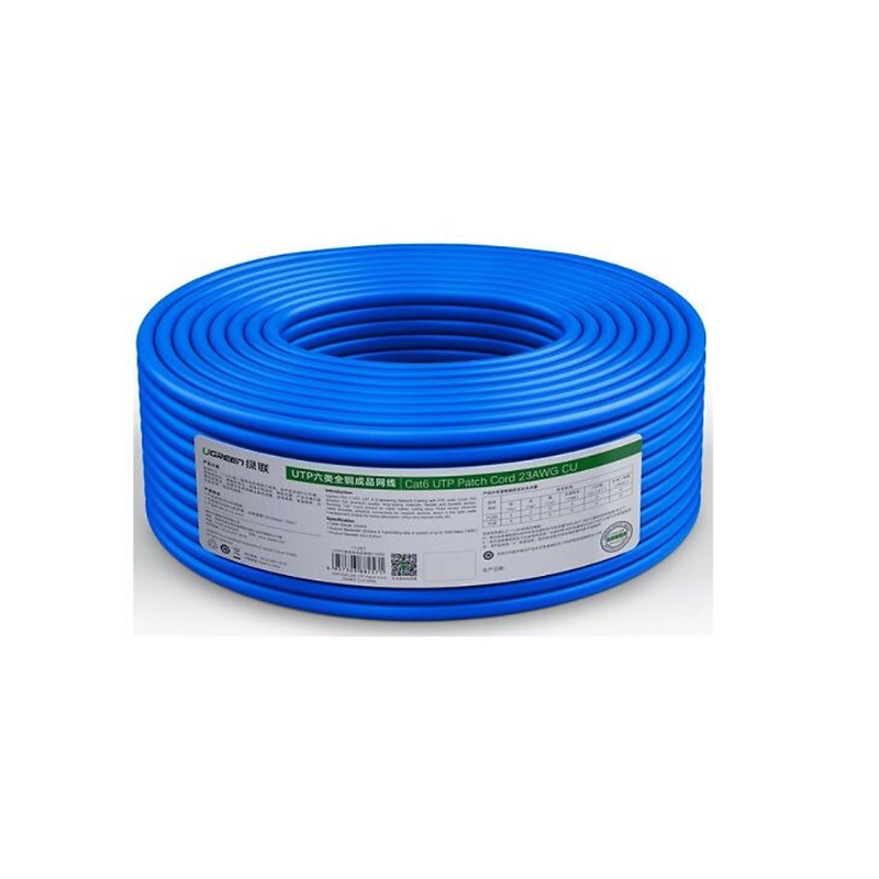 Cáp mạng LAN CAT6 UPT 20M màu Xanh Ugreen LAN11206NW102 Hàng chính hãng