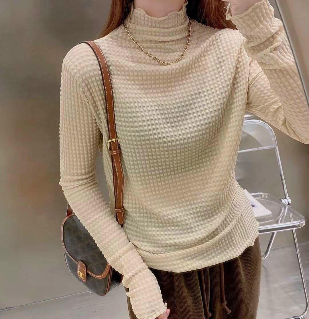 Áo giữ nhiệt nữ thun lạnh mầu kem size 40-70kg