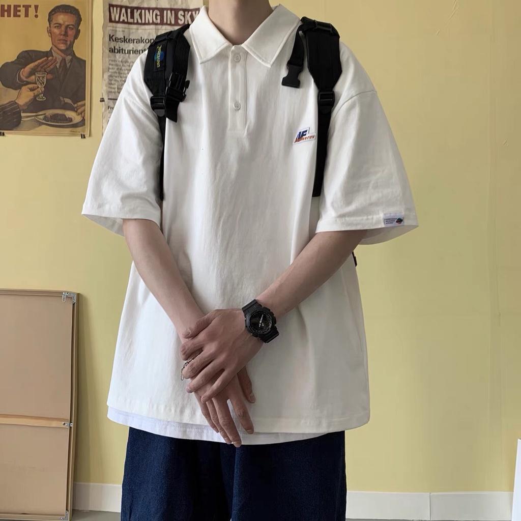 Áo PoLo form rộng phong cách Hàn Quốc thêu chữ AF cổ bẻ- Áo PôLô Unisex nam nữ mặc đều m