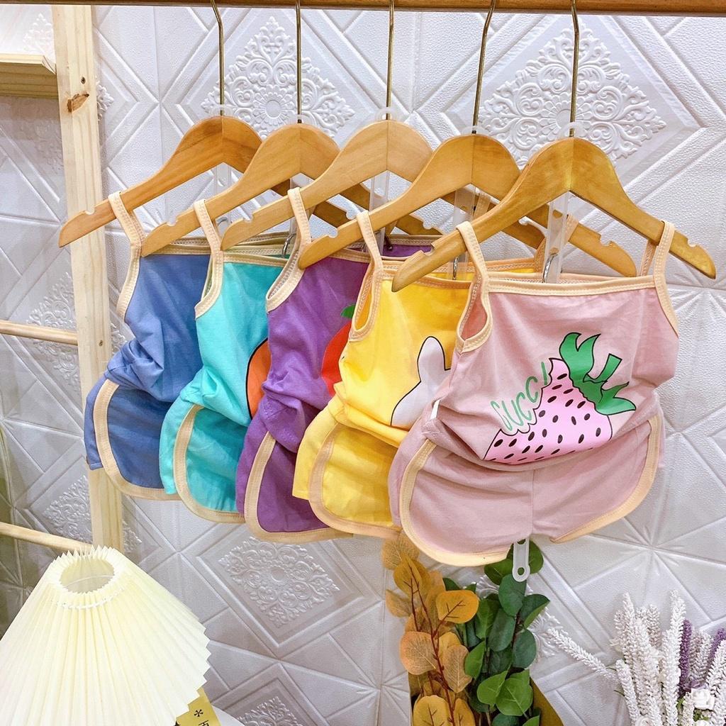 Bộ 2 dây cotton HOA QUẢ ngộ nghĩnh cho bé gái 6-16kg, nhiều màu lựa chọn - BO93